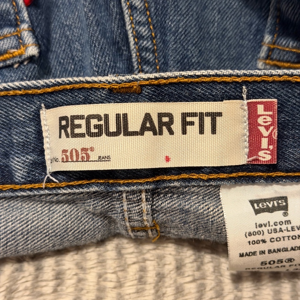 Vintage Y2K Levis 505 Jeans Regular Fit Mens Fits 36 x 30 Blue Heavy Denim 2000s - Picture 7 of 11